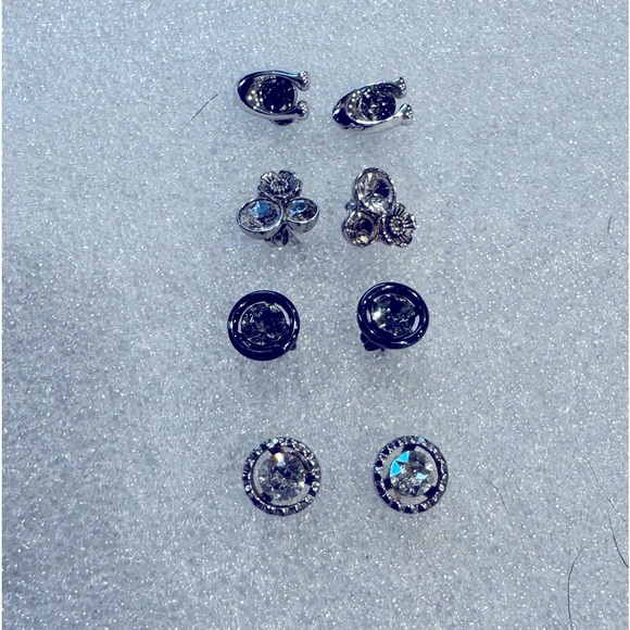 Coach 4 pair of stud earrings 3 silver stud sets and 1 black tone. - Picture 3 of 4